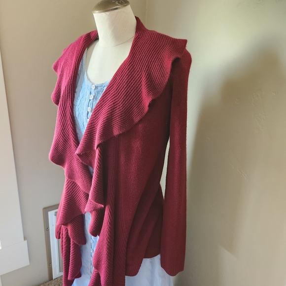 Karen Scott Red Cartigan Sweater Size Small Petite - Picture 1 of 9